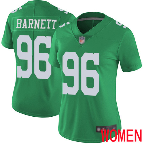 Women Philadelphia Eagles #96 Derek Barnett Limited Green Rush Vapor Untouchable NFL Jersey Football